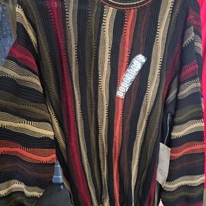 Men's Striped Crewneck Sweater - Black, Red, Tan